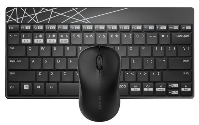 Rapoo 8000M Bluetooth and Wireless Keyboard Mouse Combo| Black