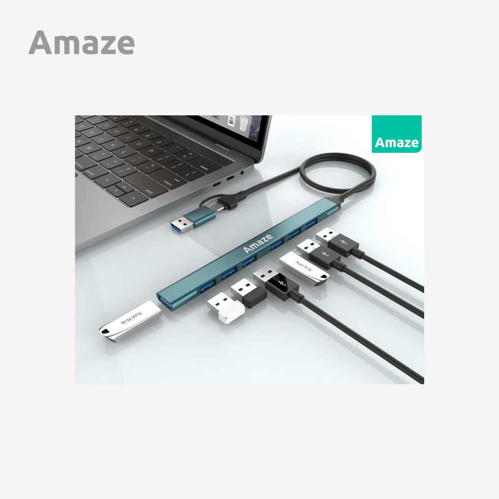 AMAZE A307 USB + TYPE C 7-PORT USB 3.0 HUB