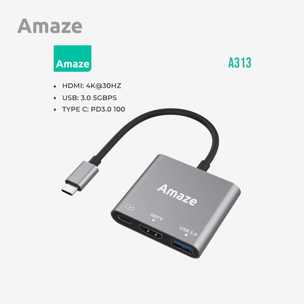 AMAZE A313 3-IN-1 TYPE C HUB ADAPTER