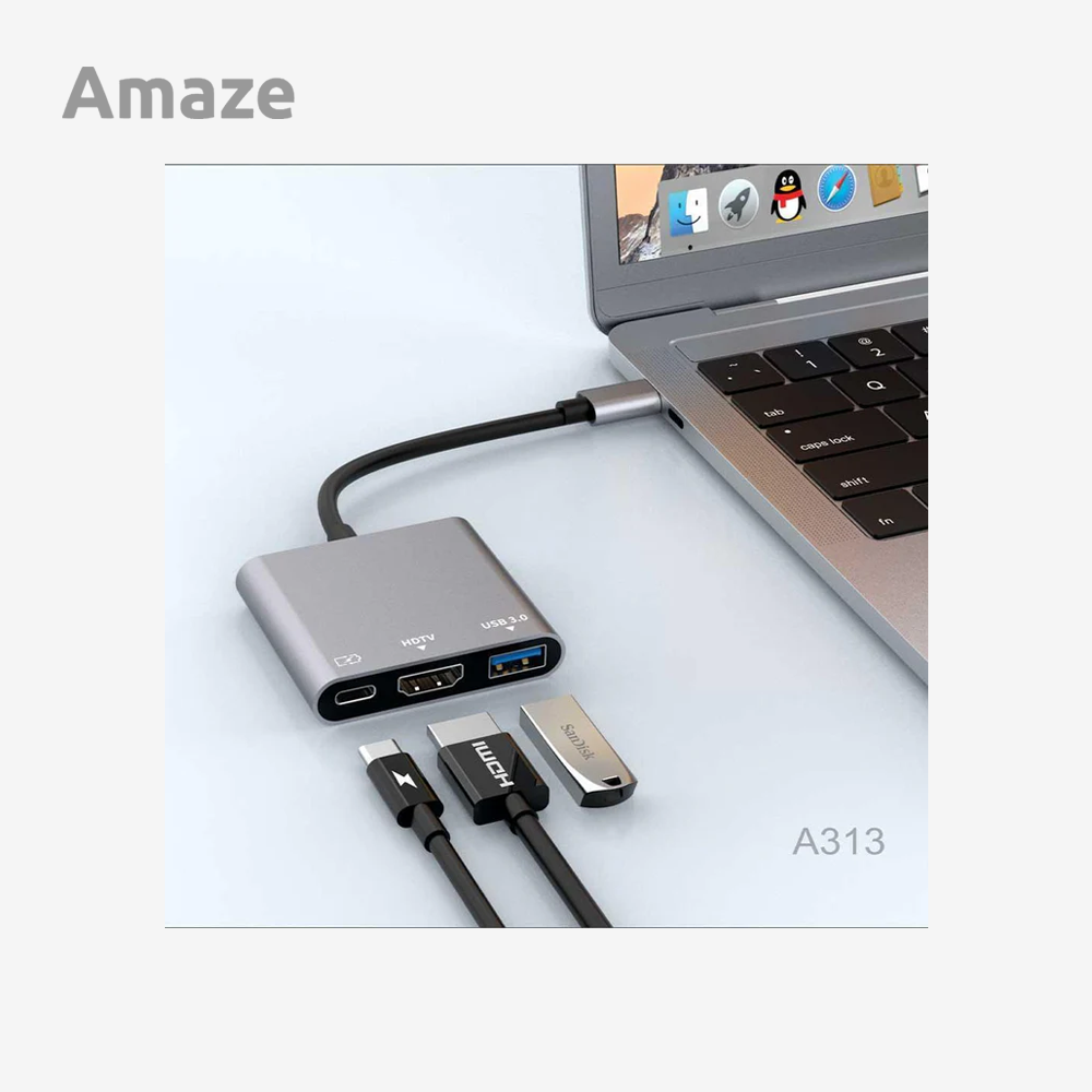 AMAZE A313 3-IN-1 TYPE C HUB ADAPTER