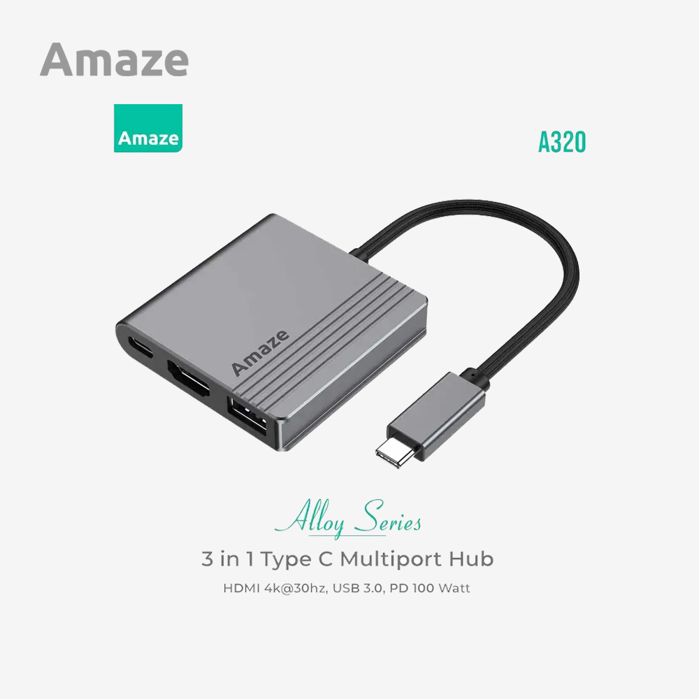 Amaze A320 Aluminum Alloy 3-in1 Multiport Hub