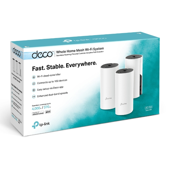 TP-Link Deco M4 (3 Pack) AC1200 Whole Home Mesh Wi-Fi System
